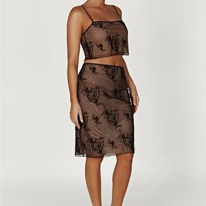 Meshki Embroided Mesh Skirt